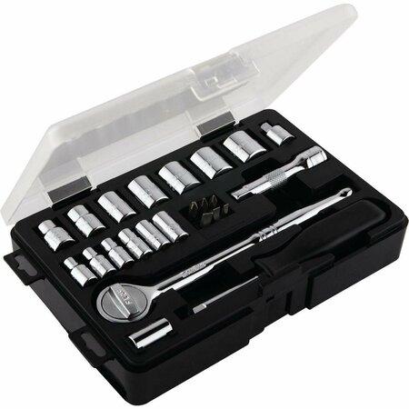 ALL-SOURCE Standard 1/4 In. and 3/8 In. Drive 6-Point Shallow Ratchet & Socket Set 24-Piece 328545